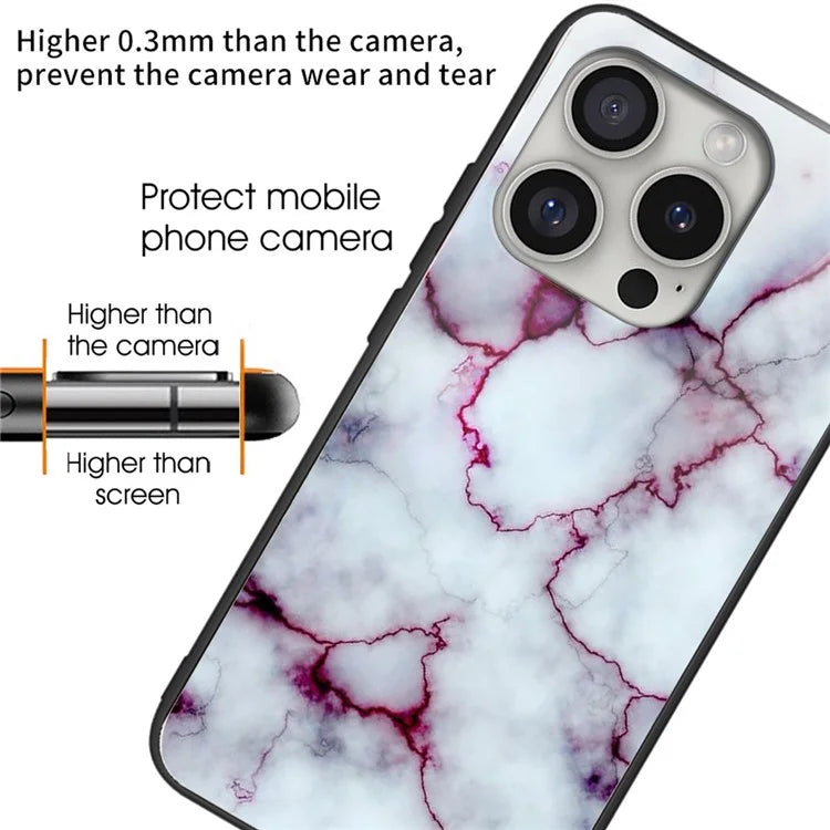 For iPhone 16 Pro Cases Tempered Glass+TPU Pattern Printing Phone Case