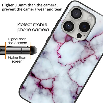 For iPhone 16 Pro Cases Tempered Glass+TPU Pattern Printing Phone Case