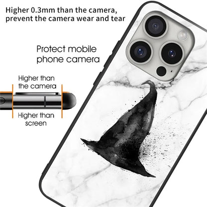 For iPhone 16 Pro Cases Tempered Glass+TPU Pattern Printing Phone Case