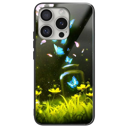For iPhone 16 Pro Cases Tempered Glass+TPU Pattern Printing Phone Case