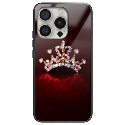 For iPhone 16 Pro Cases Tempered Glass+TPU Pattern Printing Phone Case