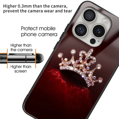 For iPhone 16 Pro Cases Tempered Glass+TPU Pattern Printing Phone Case