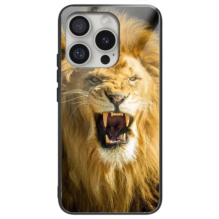 For iPhone 16 Pro Cases Tempered Glass+TPU Pattern Printing Phone Case