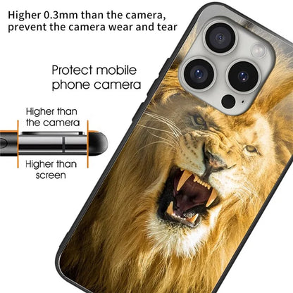 For iPhone 16 Pro Cases Tempered Glass+TPU Pattern Printing Phone Case