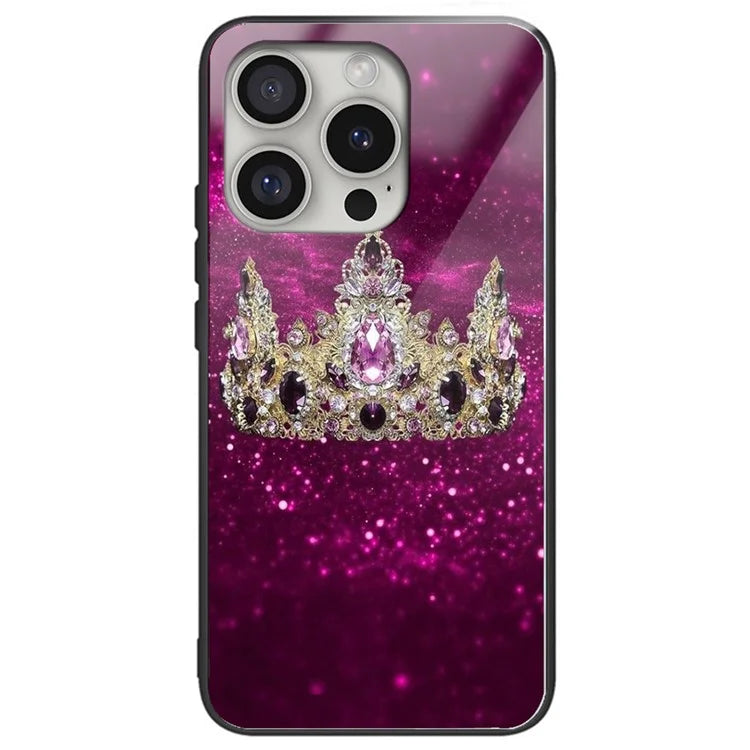 For iPhone 16 Pro Cases Tempered Glass+TPU Pattern Printing Phone Case