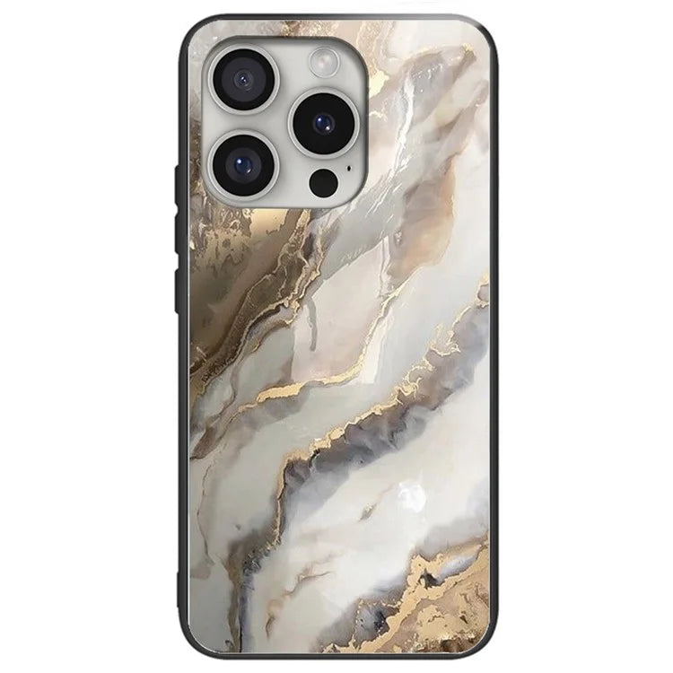 For iPhone 16 Pro Max Cases Tempered Glass+TPU Phone Case Pattern Printed