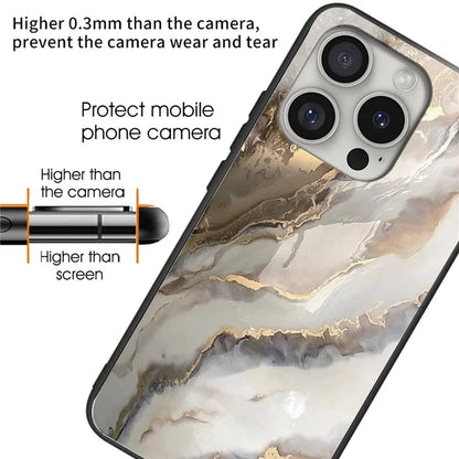 For iPhone 16 Pro Max Cases Tempered Glass+TPU Phone Case Pattern Printed
