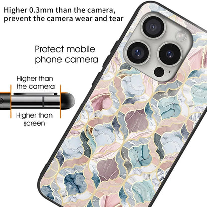 For iPhone 16 Pro Max Cases Tempered Glass+TPU Phone Case Pattern Printed