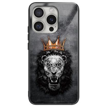 For iPhone 16 Pro Cases Pattern Printed Anti-Drop Tempered Glass+TPU Phone Cover
