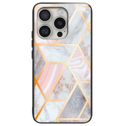 For iPhone 16 Pro Cases Pattern Printed Anti-Drop Tempered Glass+TPU Phone Cover