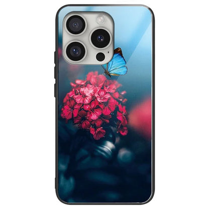 For iPhone 16 Pro Cases Pattern Printed Anti-Drop Tempered Glass+TPU Phone Cover