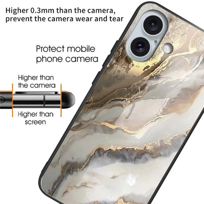 For iPhone 16 Plus Cases Pattern Printed Shockproof TPU Phone Cover Tempered Glass Back
