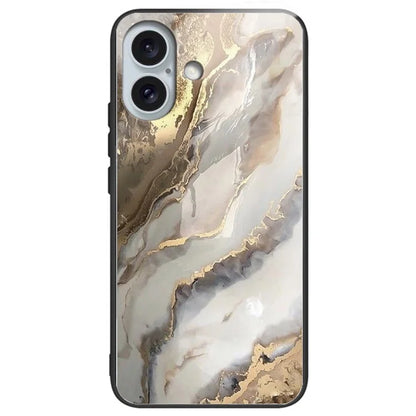 For iPhone 16 Cases Shockproof Tempered Glass+TPU Phone Cover Pattern Printed