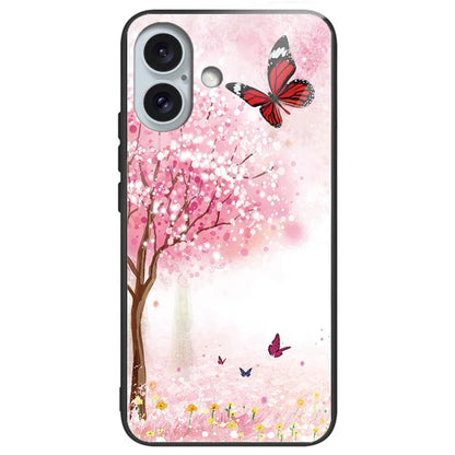 For iPhone 16 Cases Shockproof Tempered Glass+TPU Phone Cover Pattern Printed