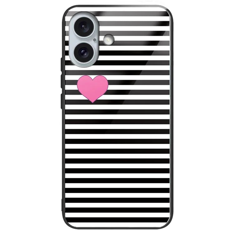 For iPhone 16 Plus Case Pattern Printing Tempered Glass+TPU Phone Cover