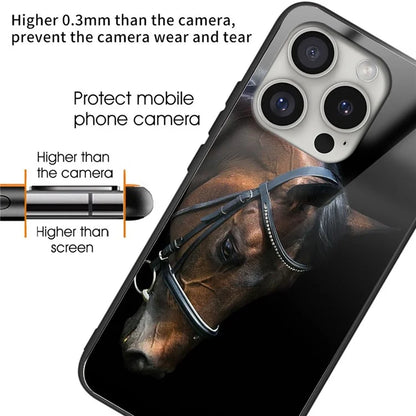 For iPhone 16 Pro Case Pattern Printing Tempered Glass Back TPU Phone Cover