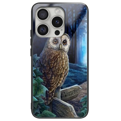 For iPhone 16 Pro Max Shockproof Case Pattern Printed Tempered Glass+TPU Phone Cover