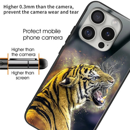For iPhone 16 Pro Max Shockproof Case Pattern Printed Tempered Glass+TPU Phone Cover