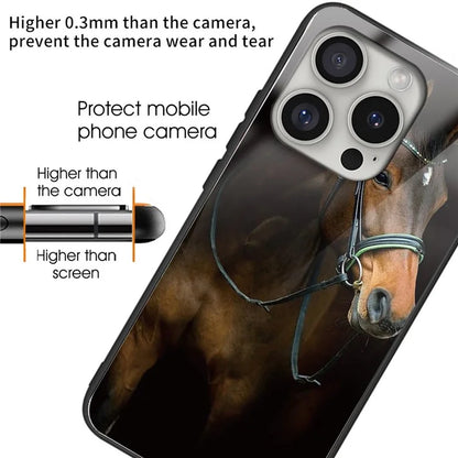 For iPhone 16 Pro Max Shockproof Case Pattern Printed Tempered Glass+TPU Phone Cover