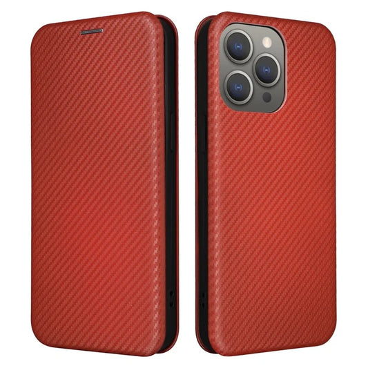 For iPhone 16 Pro Max Case Card Holder Carbon Fiber Texture Leather Phone Cover