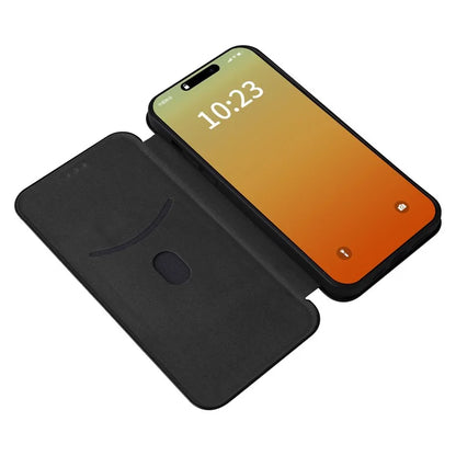 For iPhone 16 Pro Max Case Card Holder Carbon Fiber Texture Leather Phone Cover