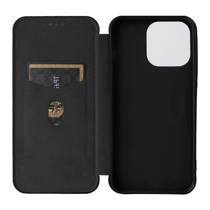 For iPhone 16 Pro Max Case Card Holder Carbon Fiber Texture Leather Phone Cover