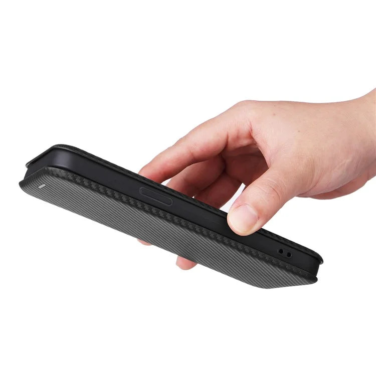 For iPhone 16 Pro Max Case Card Holder Carbon Fiber Texture Leather Phone Cover