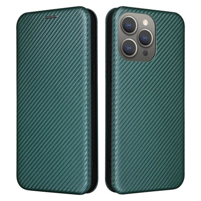 For iPhone 16 Pro Max Case Card Holder Carbon Fiber Texture Leather Phone Cover
