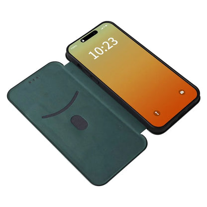 For iPhone 16 Pro Max Case Card Holder Carbon Fiber Texture Leather Phone Cover