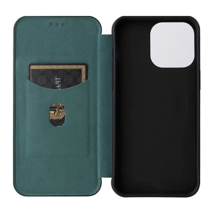For iPhone 16 Pro Max Case Card Holder Carbon Fiber Texture Leather Phone Cover