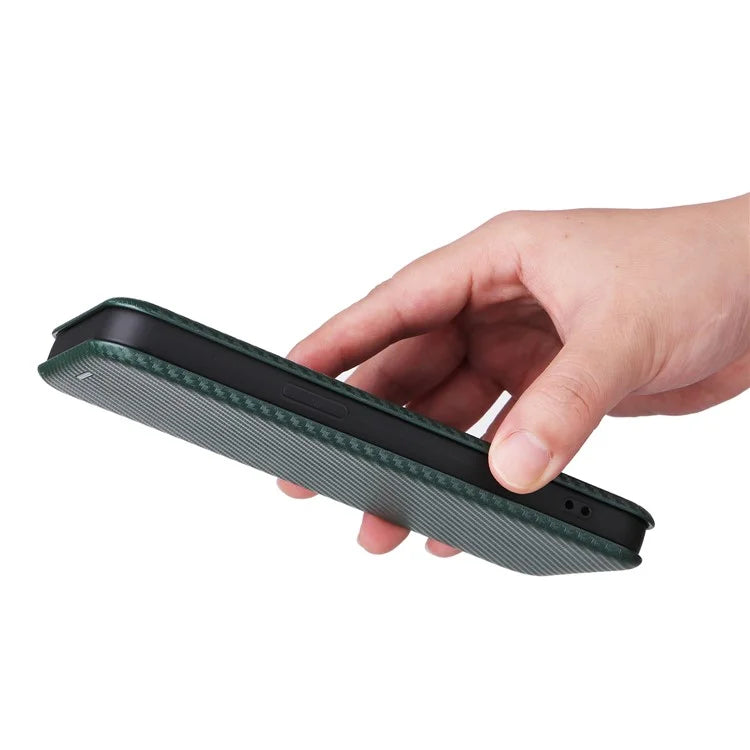 For iPhone 16 Pro Max Case Card Holder Carbon Fiber Texture Leather Phone Cover