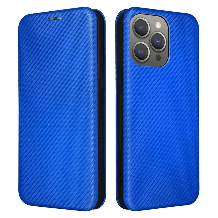 For iPhone 16 Pro Max Case Card Holder Carbon Fiber Texture Leather Phone Cover