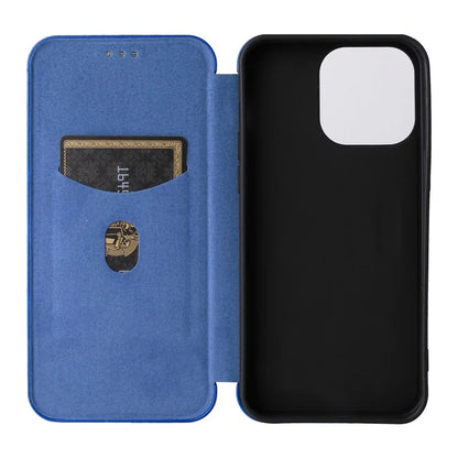 For iPhone 16 Pro Max Case Card Holder Carbon Fiber Texture Leather Phone Cover