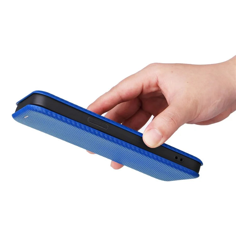 For iPhone 16 Pro Max Case Card Holder Carbon Fiber Texture Leather Phone Cover