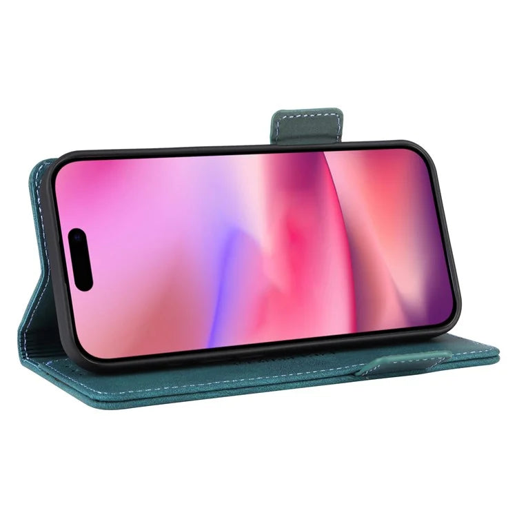 For iPhone 16 Case Hardware Decor Leather Phone Cover Card Holder Slots