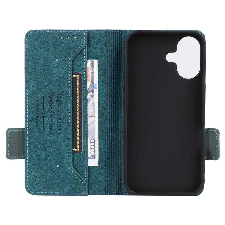 For iPhone 16 Case Hardware Decor Leather Phone Cover Card Holder Slots