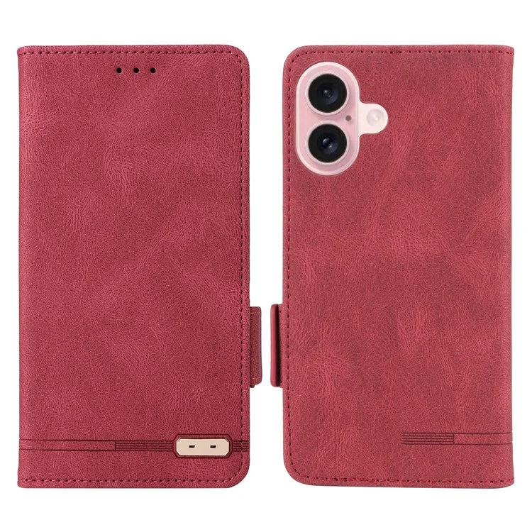 For iPhone 16 Case Hardware Decor Leather Phone Cover Card Holder Slots