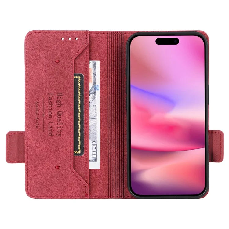 For iPhone 16 Case Hardware Decor Leather Phone Cover Card Holder Slots