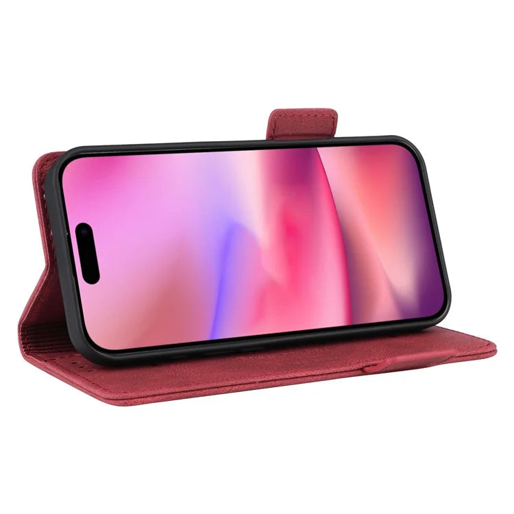 For iPhone 16 Case Hardware Decor Leather Phone Cover Card Holder Slots