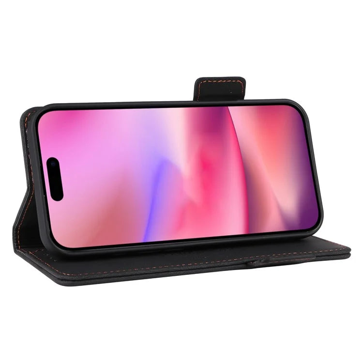 For iPhone 16 Case Hardware Decor Leather Phone Cover Card Holder Slots