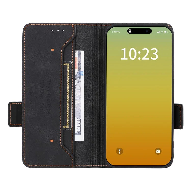 For iPhone 16 Pro Case Shockproof Stand Wallet Leather Phone Cover Hardware Decor