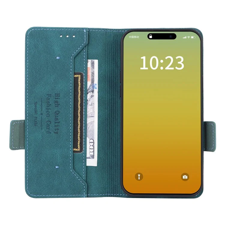 For iPhone 16 Pro Case Shockproof Stand Wallet Leather Phone Cover Hardware Decor