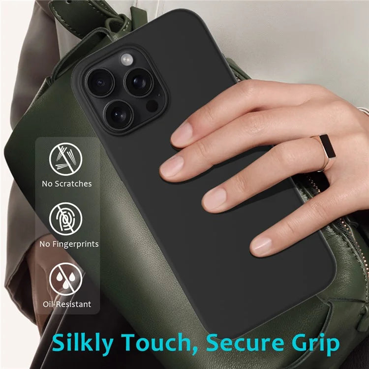 For iPhone 16 Pro Max Case Anti-Drop Liquid Silicone Soft Lining Back Phone Cover