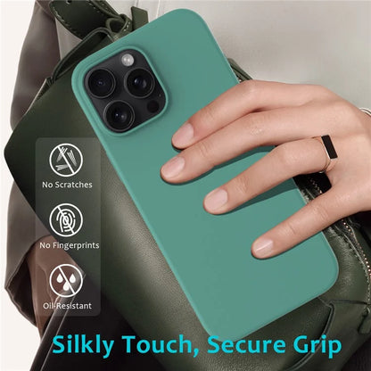 For iPhone 16 Pro Max Case Anti-Drop Liquid Silicone Soft Lining Back Phone Cover
