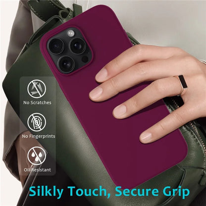 For iPhone 16 Pro Max Case Anti-Drop Liquid Silicone Soft Lining Back Phone Cover