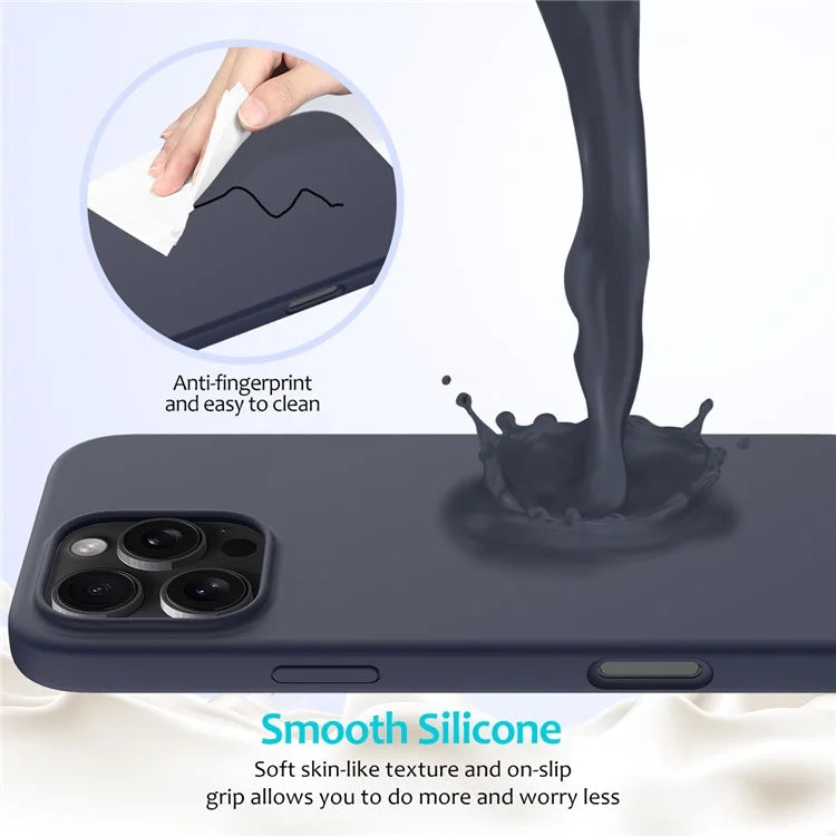 For iPhone 16 Pro Case Shockproof Liquid Silicone Soft Lining Phone Cover