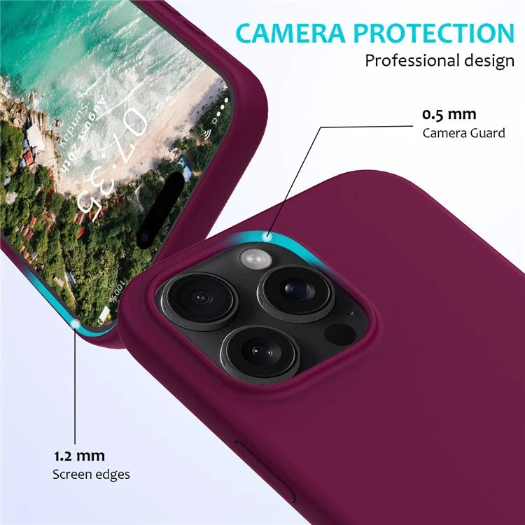 For iPhone 16 Pro Case Shockproof Liquid Silicone Soft Lining Phone Cover