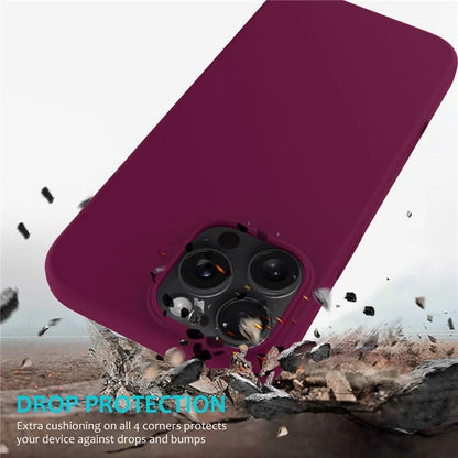 For iPhone 16 Pro Case Shockproof Liquid Silicone Soft Lining Phone Cover