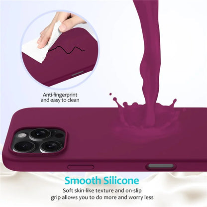 For iPhone 16 Pro Case Shockproof Liquid Silicone Soft Lining Phone Cover