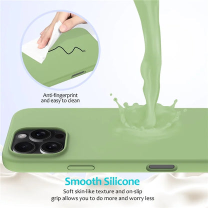 For iPhone 16 Pro Case Shockproof Liquid Silicone Soft Lining Phone Cover